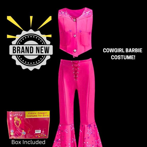 GIRLS COSTUME: NEW COWGIRL BARBIE COSTIME SIZE 4-5 - Picture 1 of 7